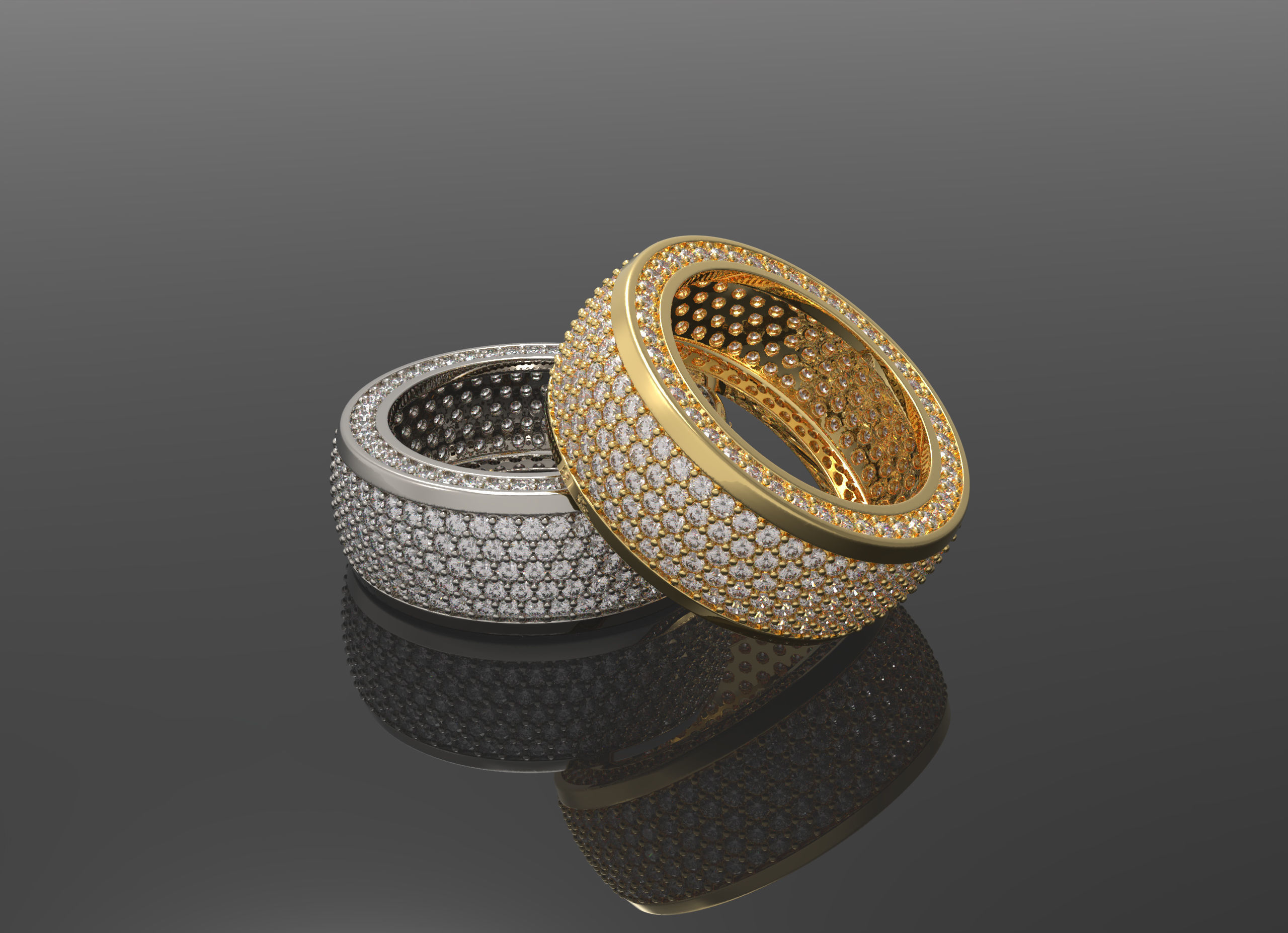 Diamond pave Ring 3D print model_1
