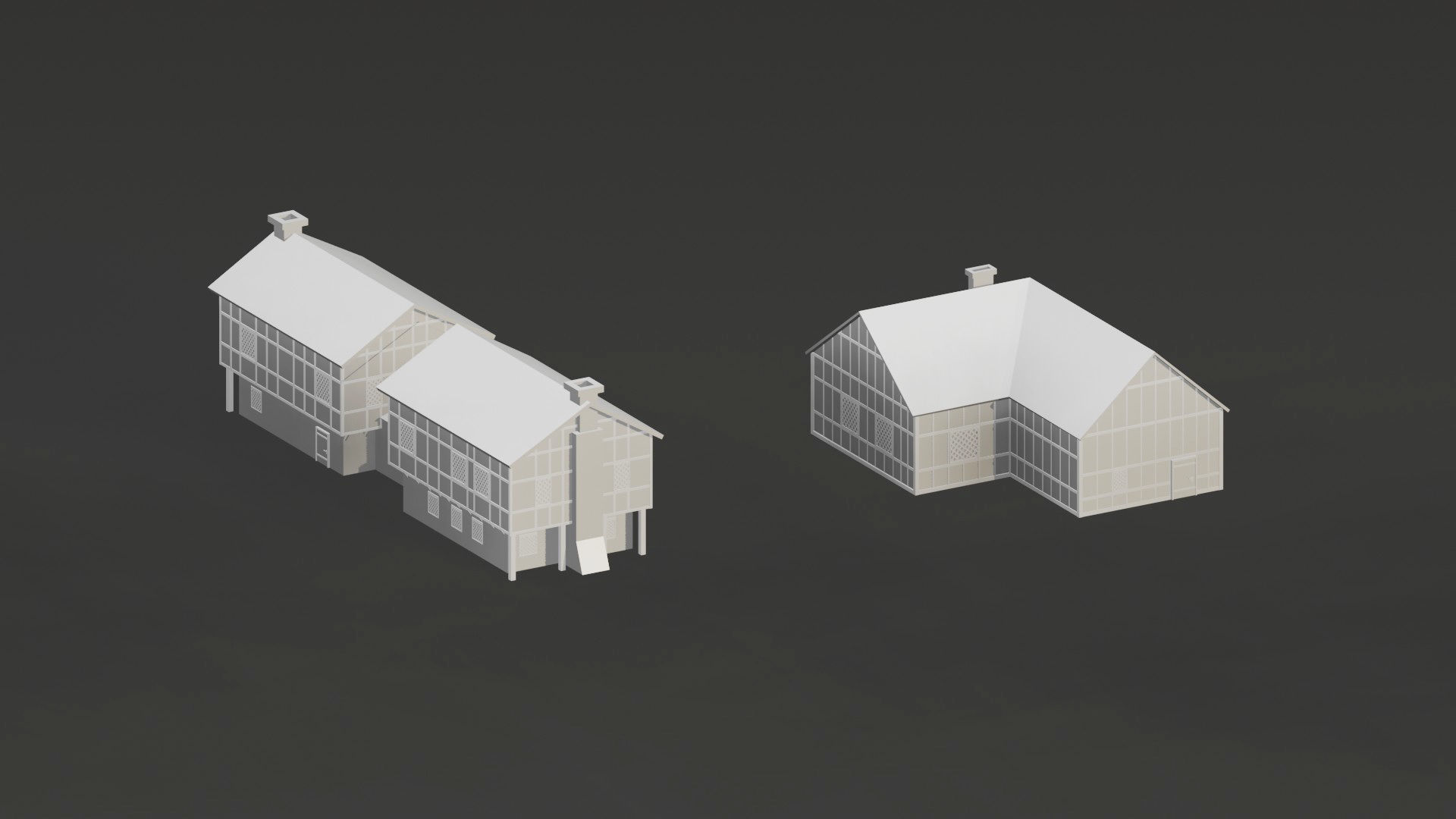 Low Poly Medieval Castle Town Pack Low-poly 3D model_7