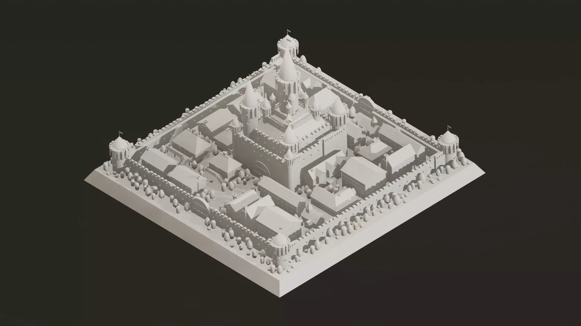 Low Poly Medieval Castle Town Pack Low-poly 3D model_0
