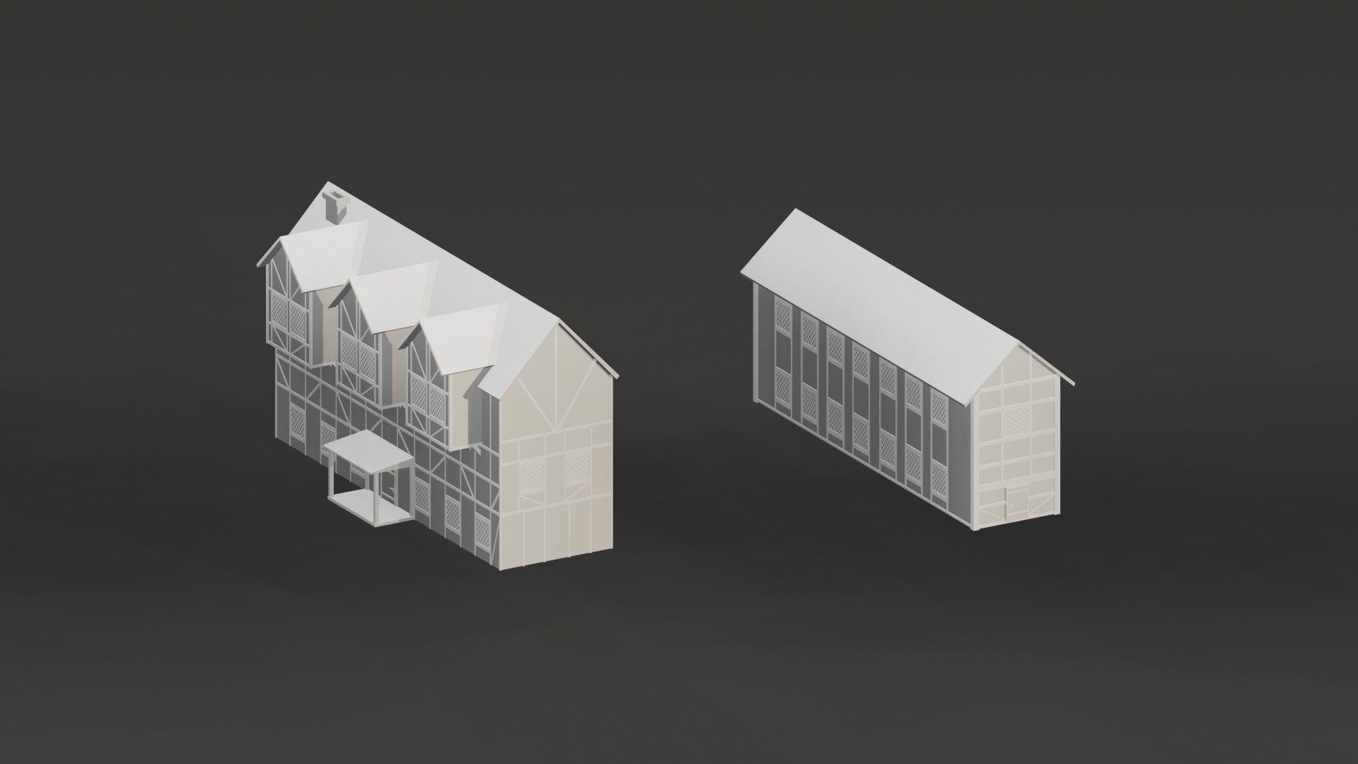 Low Poly Medieval Castle Town Pack Low-poly 3D model_6