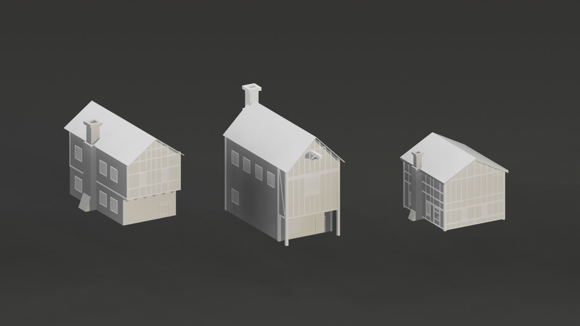 Low Poly Medieval Castle Town Pack Low-poly 3D model_4