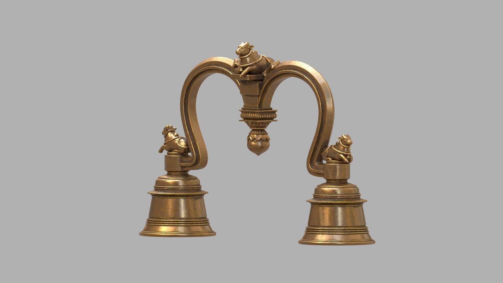 nandi temple bell  3D model_3