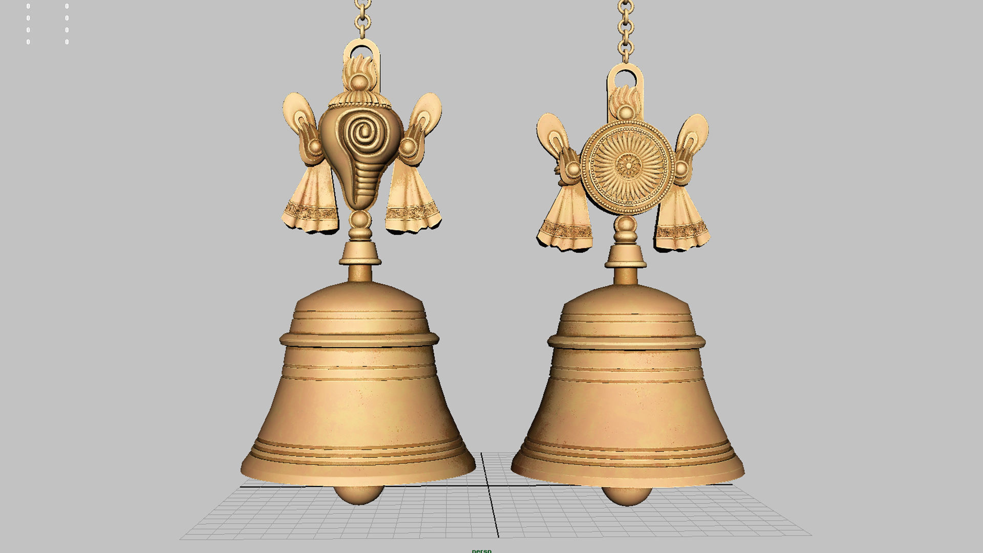 shanku chakra hanging bell  3D model_8