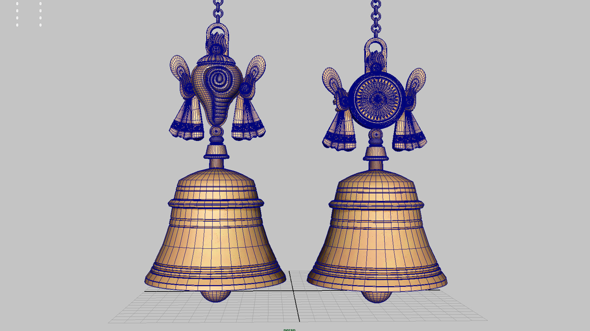 shanku chakra hanging bell  3D model_7