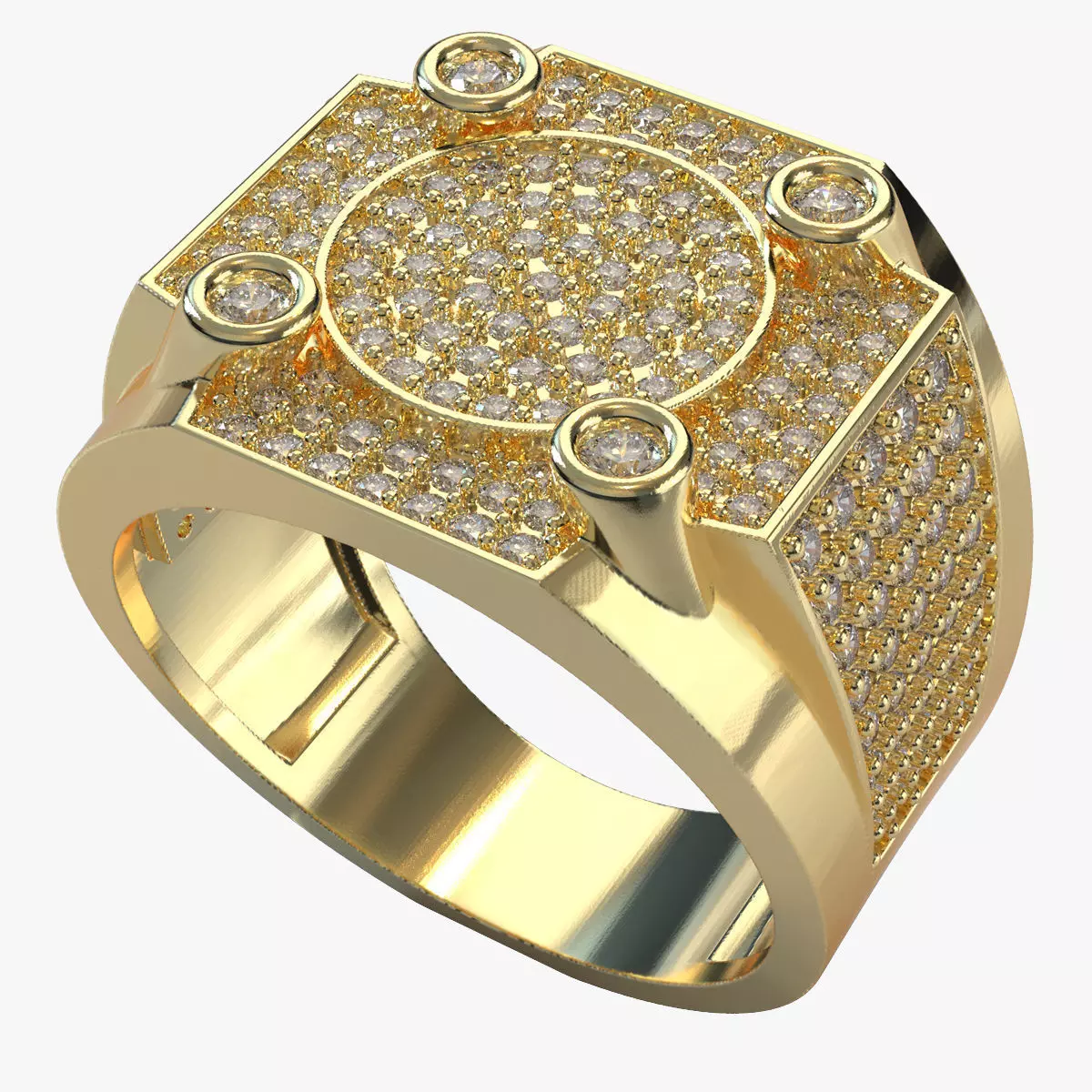 The hip hop diamond men ring 3D print model