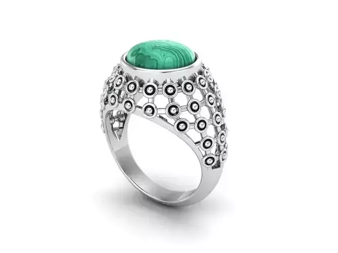 Ring of malachite stone 3D print model