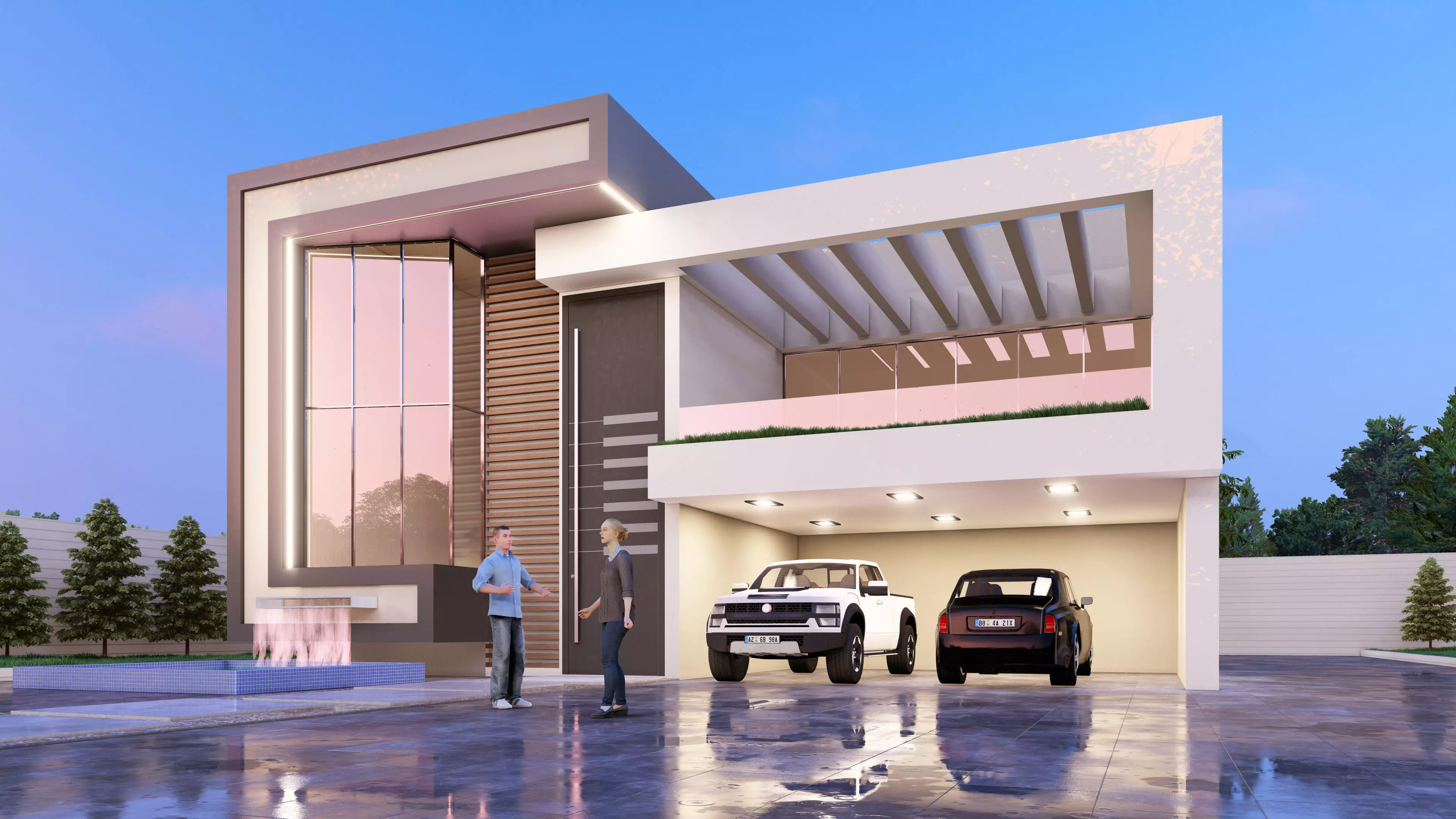 Modern Villa Modeled with SketchUp and Rendered with Lumion  3D model_0