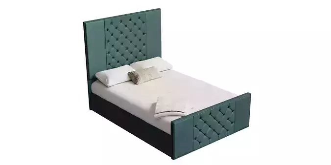 Green Velvet Mid Century Bed