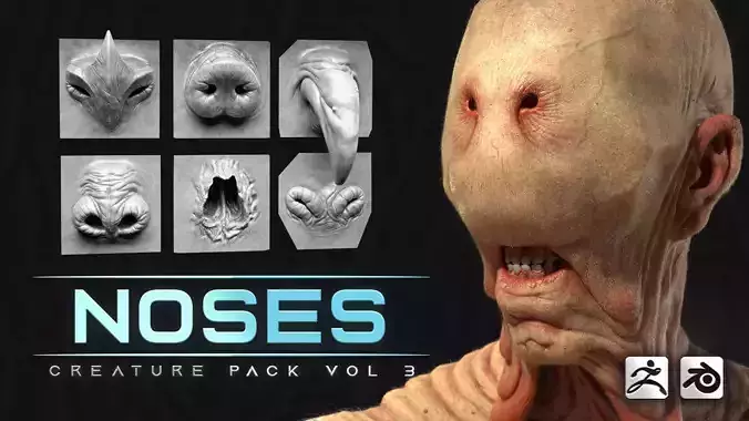 44 Nose - High Detailed Noses For Creatures - VDM Zbursh Blender
