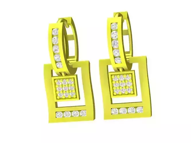 A6775 Luxury Korean Style Diamond Drop Hoop Earrings 3D print model