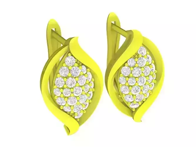 A6778 Asian Leaf Diamond Women Earring