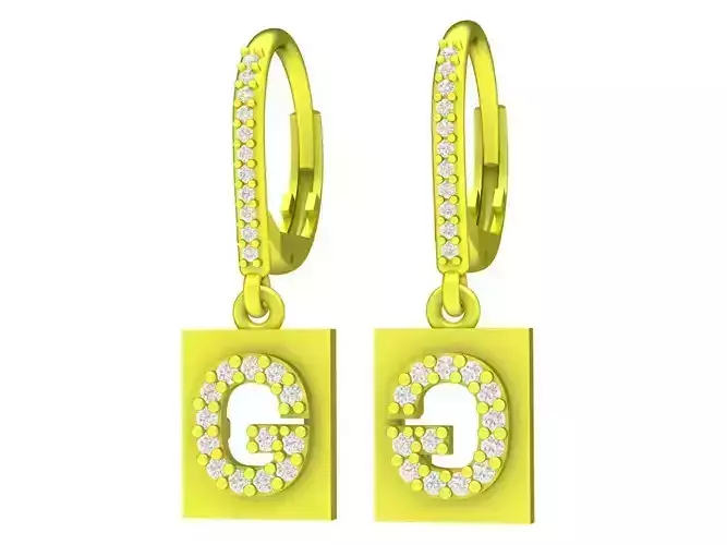 A6782 Luxury Diamond G Letter Drop Hoop Earring