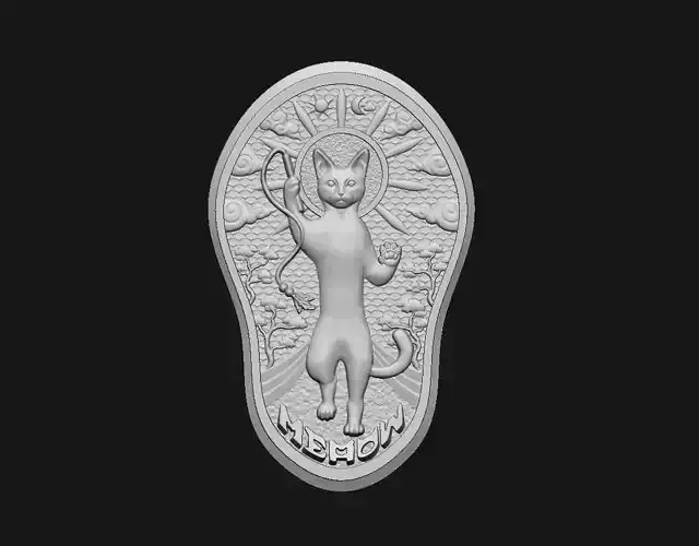 Cat Bless Medal 3D print model