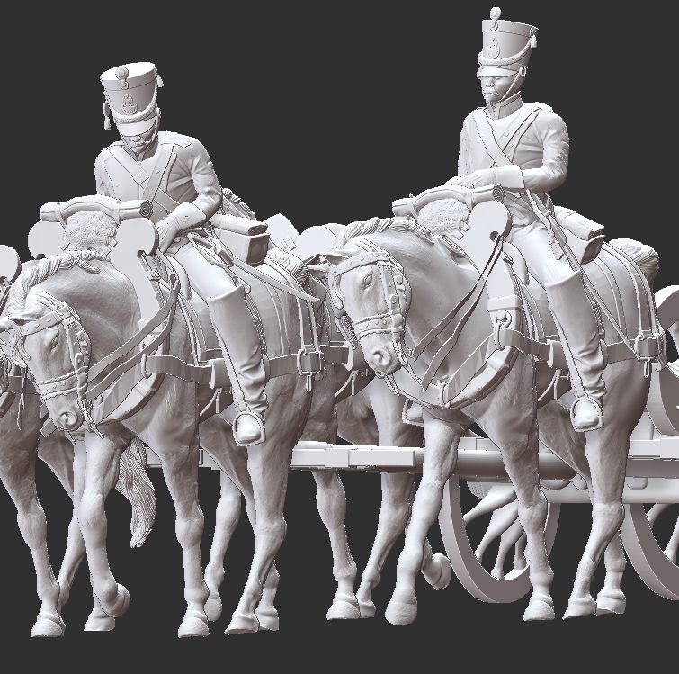 Gribeauval artillery train with  6 horses 3D print model_1