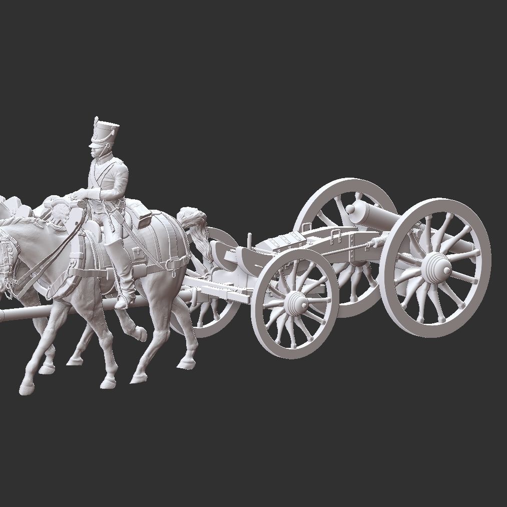 Gribeauval artillery train with  6 horses 3D print model_7