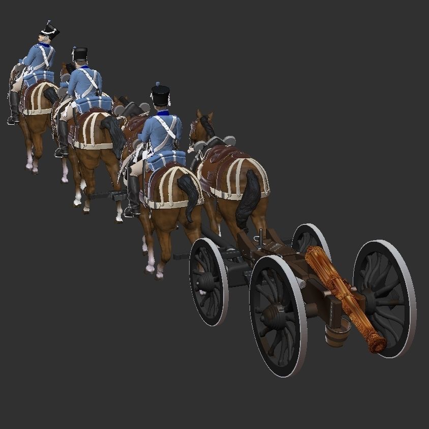 Gribeauval artillery train with  6 horses 3D print model_6