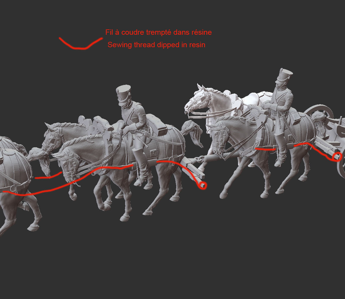 Gribeauval artillery train with  6 horses 3D print model_8