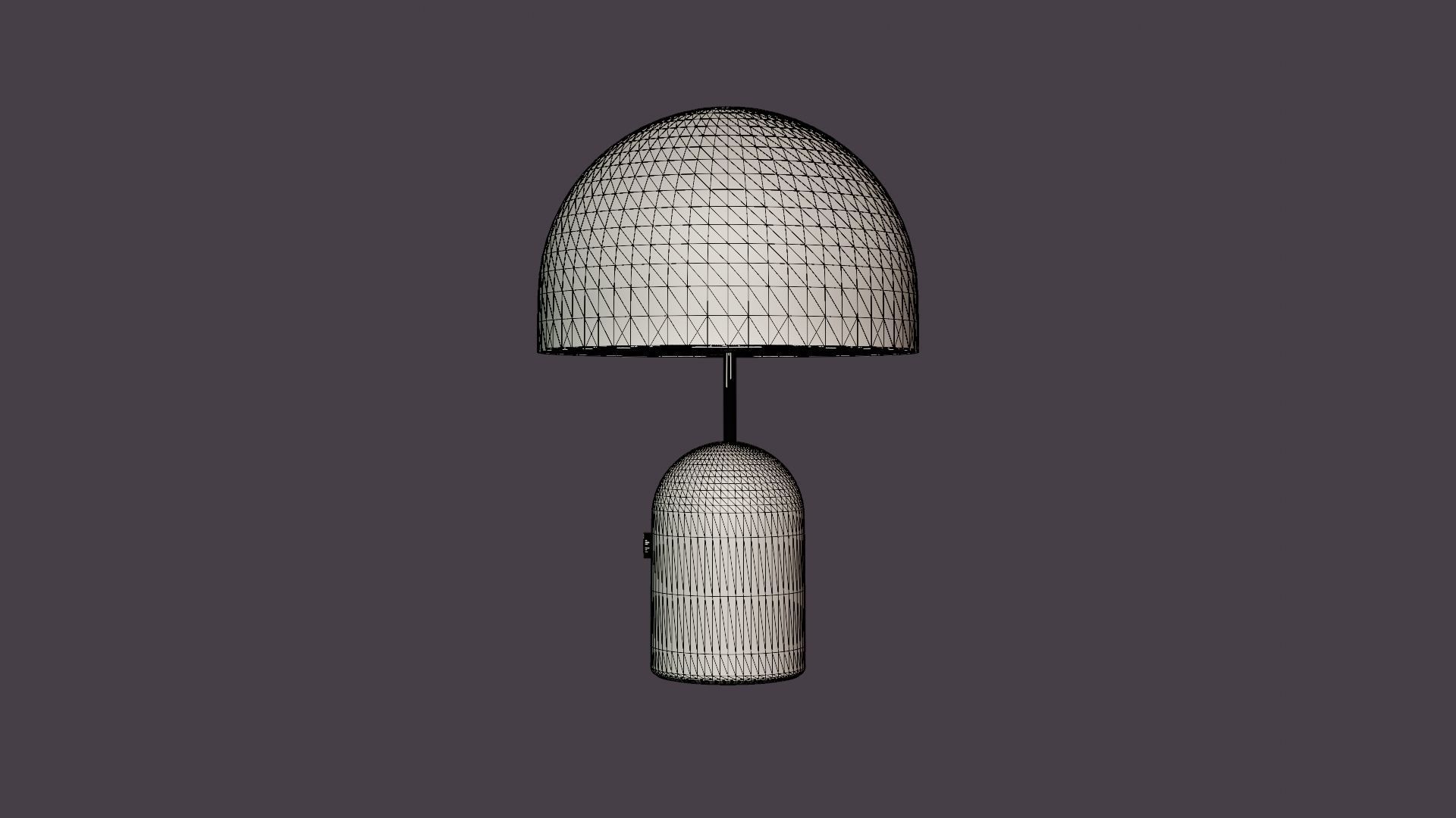 Bell Table Lamp Light Black Low-poly 3D model_4