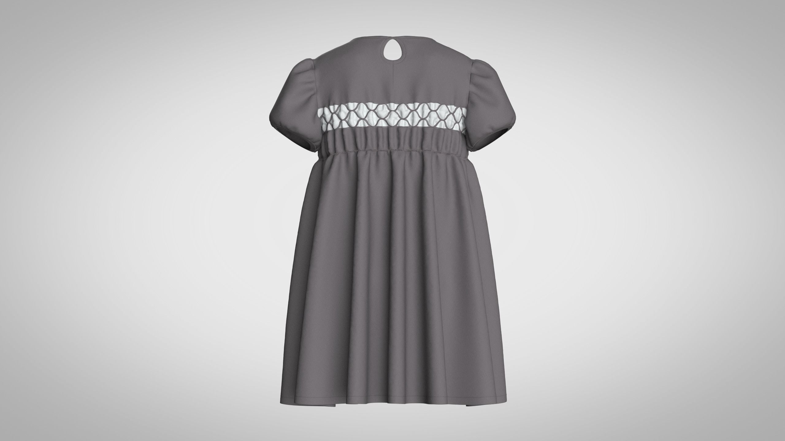 Kids Party Dress 3D model_8