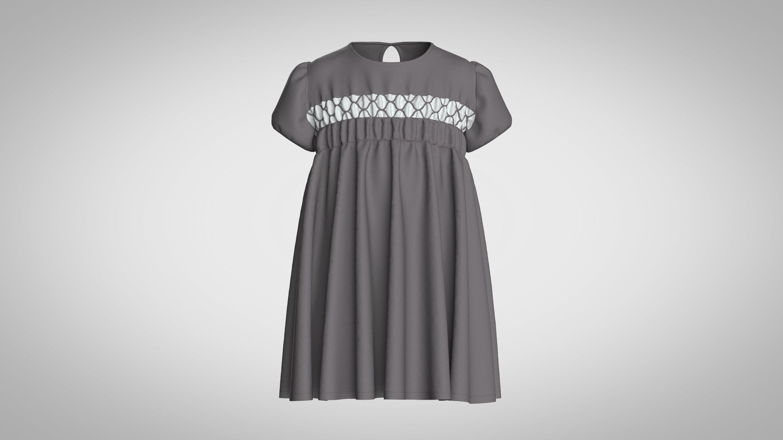 Kids Party Dress 3D model_6