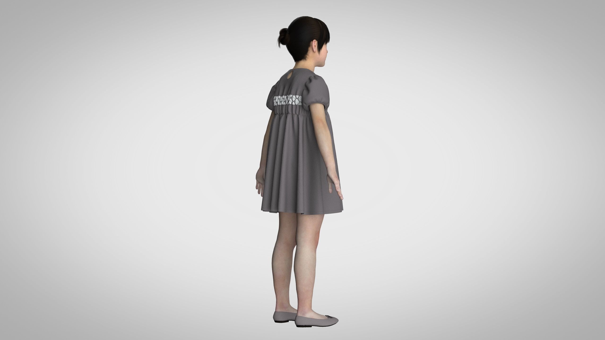 Kids Party Dress 3D model_2