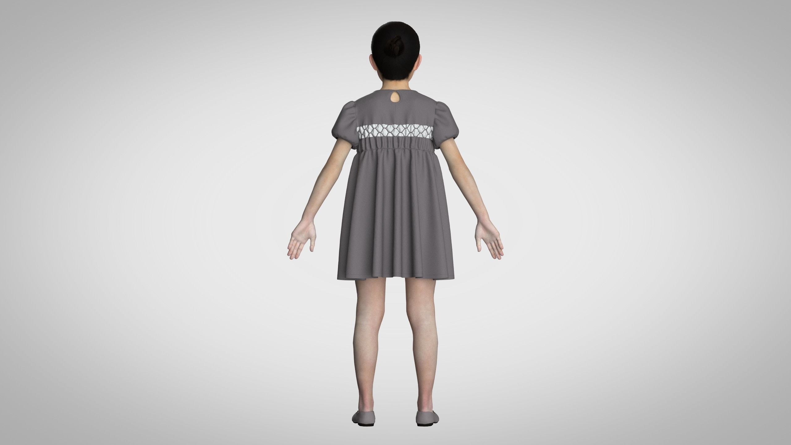 Kids Party Dress 3D model_3