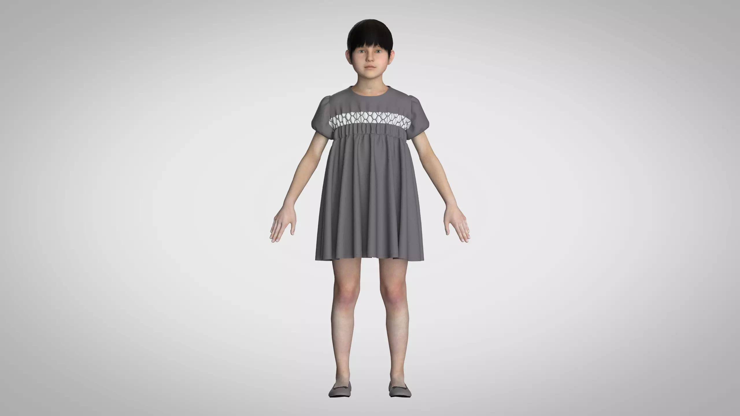 Kids Party Dress 3D model_0