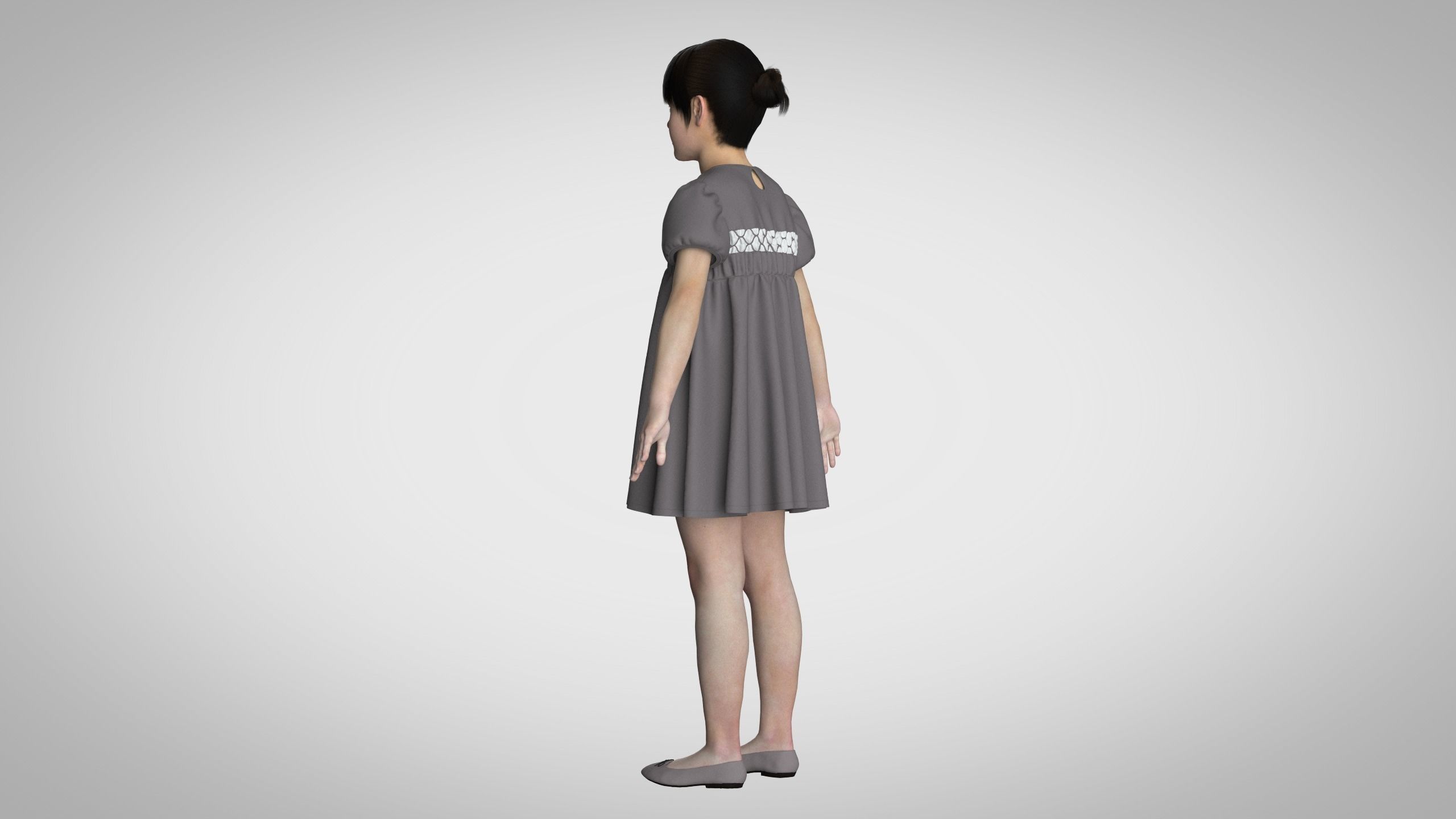 Kids Party Dress 3D model_4