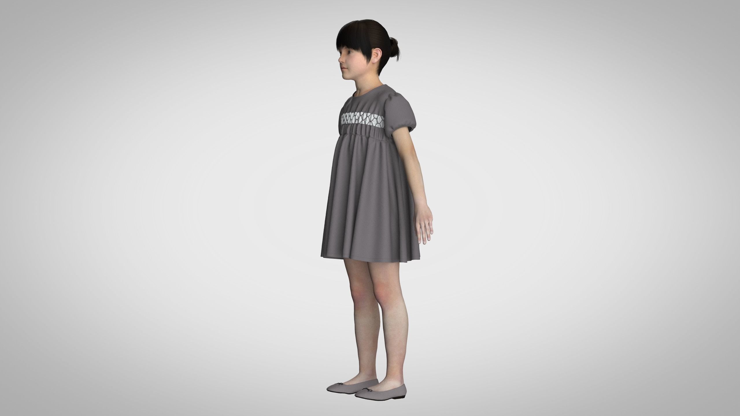 Kids Party Dress 3D model_5
