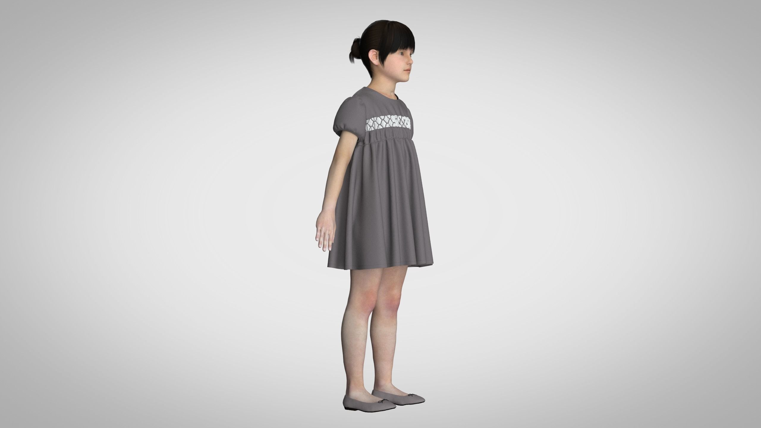 Kids Party Dress 3D model_1