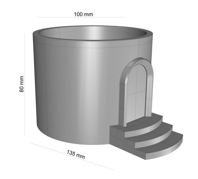 Short Circular Villa Flower Pot  3D print model_5