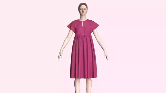 Ladies Midi Dress 3D model
