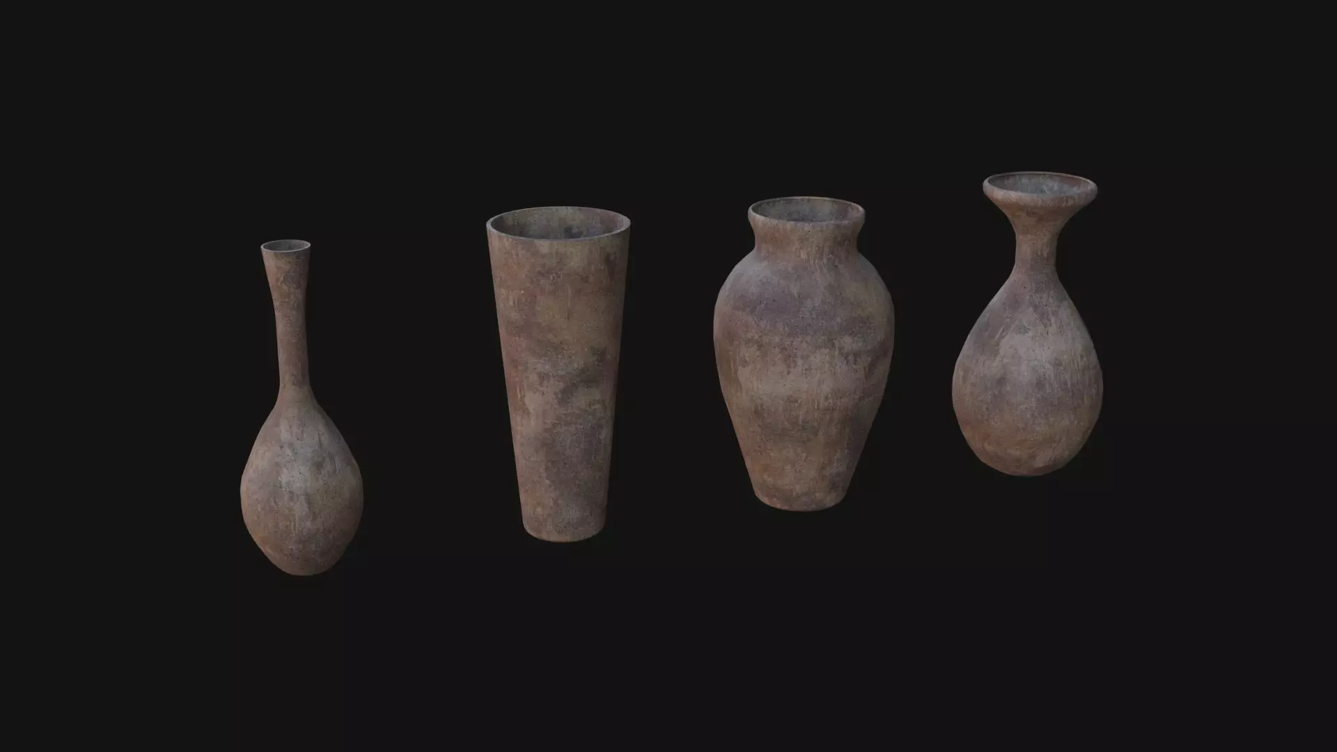 old Vases set 2 Low-poly 3D model