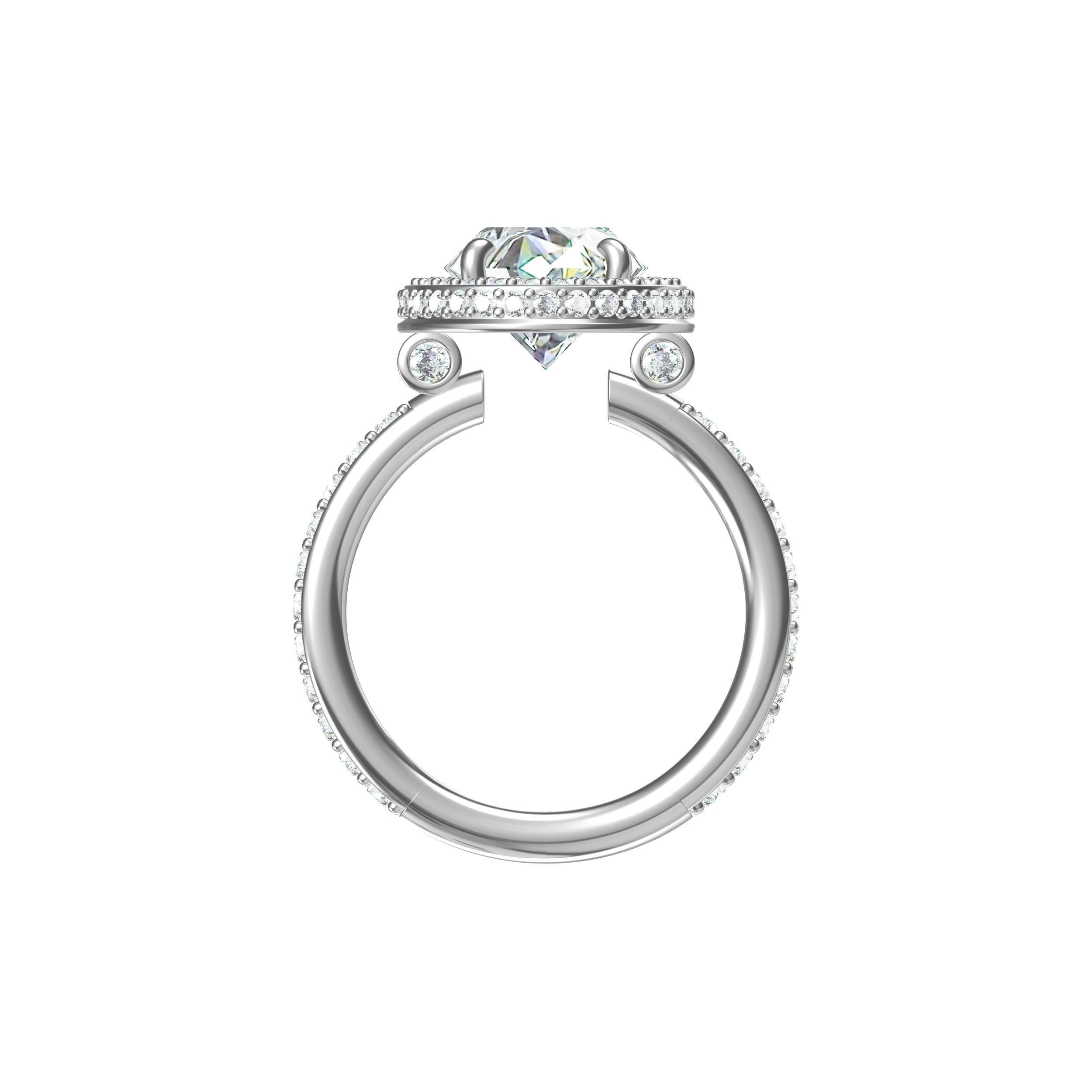 Oval Cut Halo Engagement Ring 3D print model_7