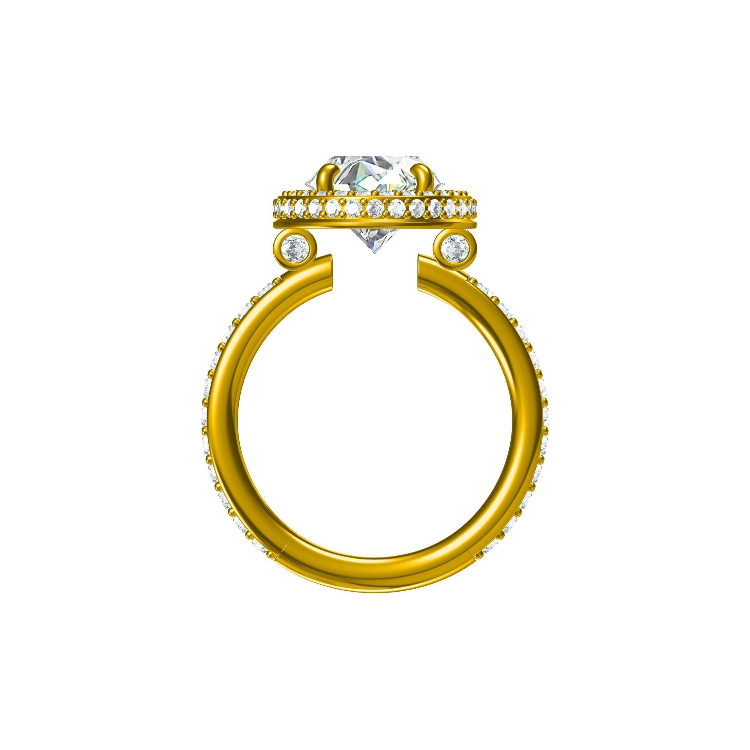 Oval Cut Halo Engagement Ring 3D print model_8