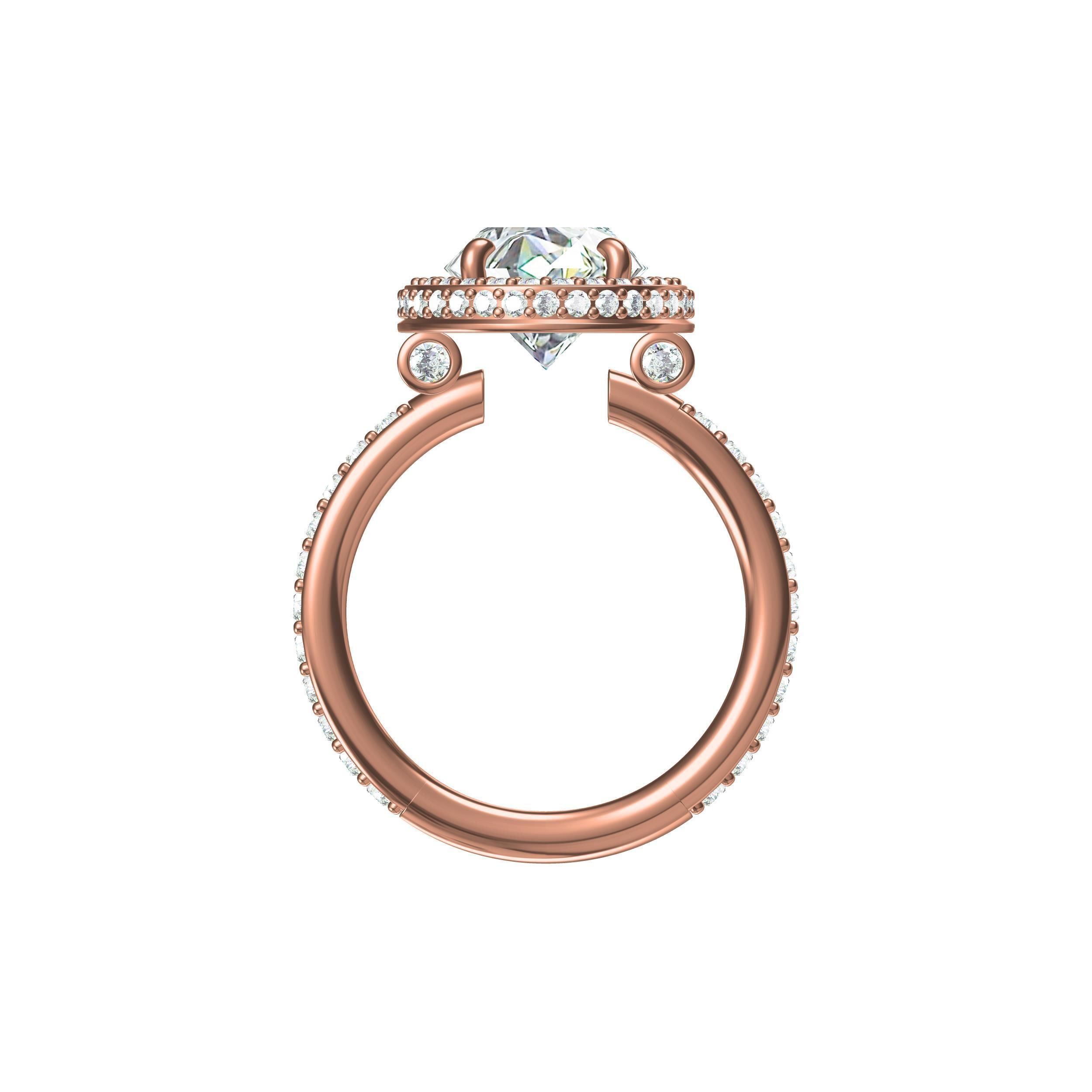 Oval Cut Halo Engagement Ring 3D print model_6