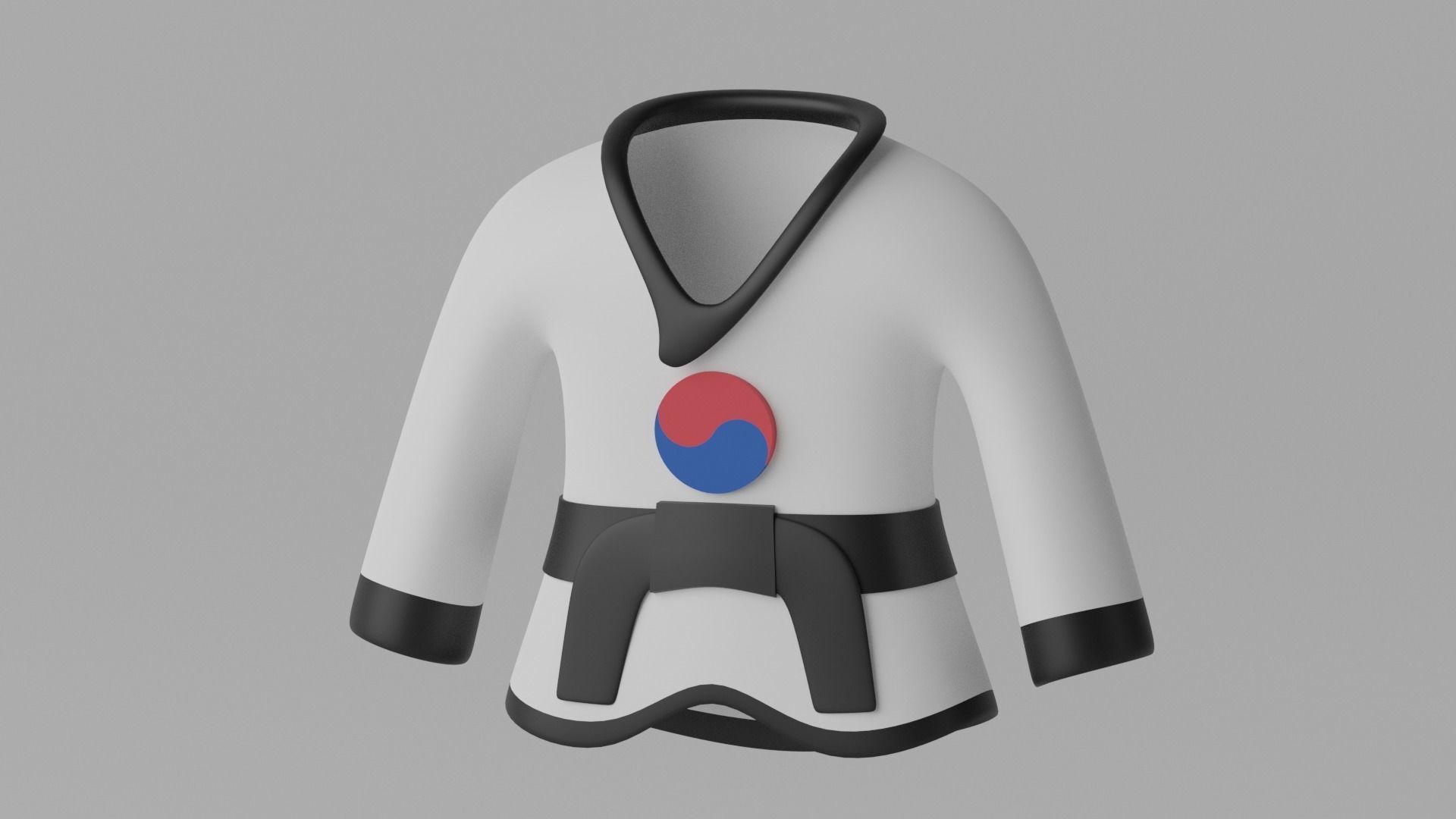 Korean Taekwondo Uniform Suit 3D model_2