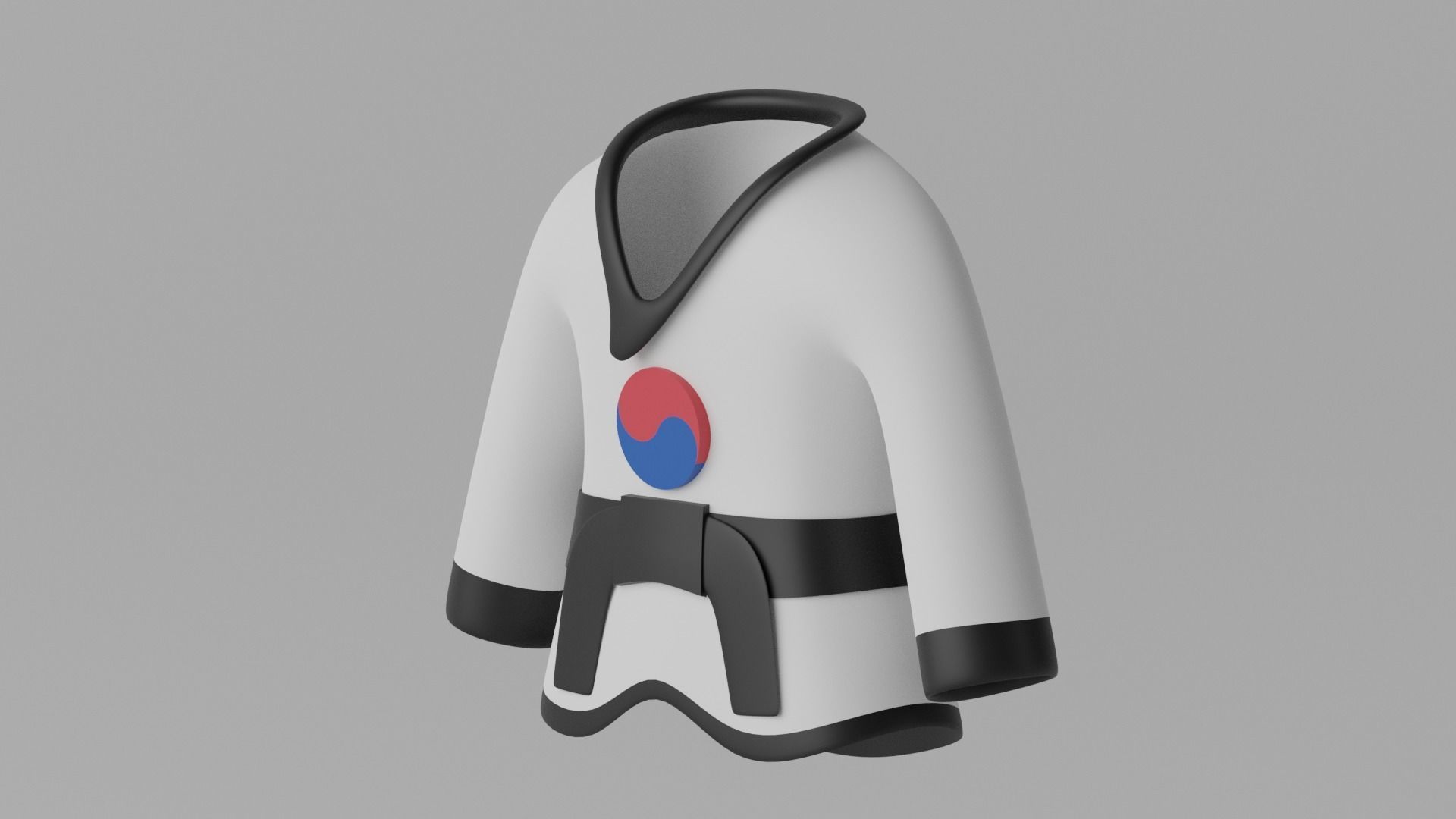 Korean Taekwondo Uniform Suit 3D model_3