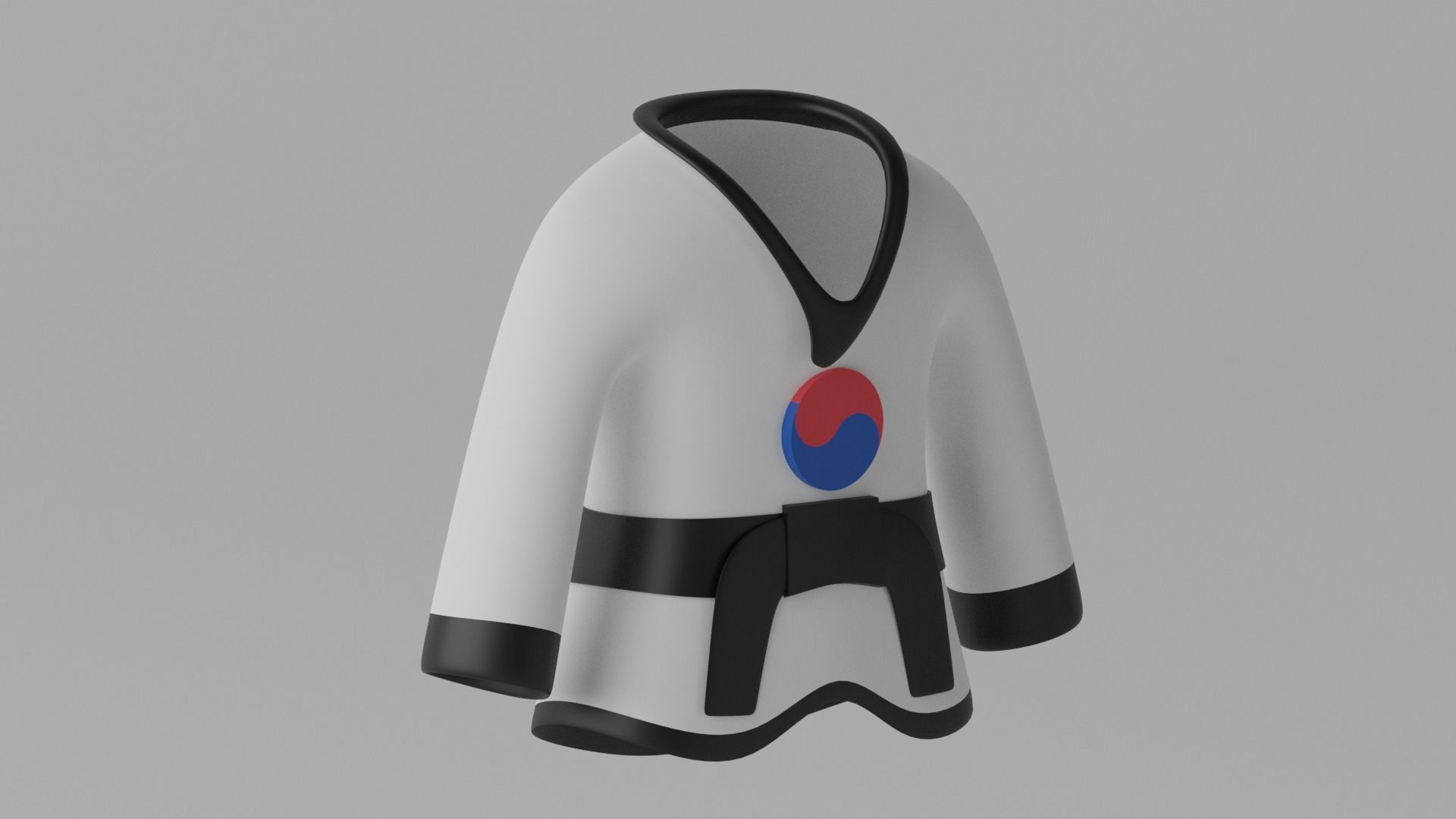 Korean Taekwondo Uniform Suit 3D model_9