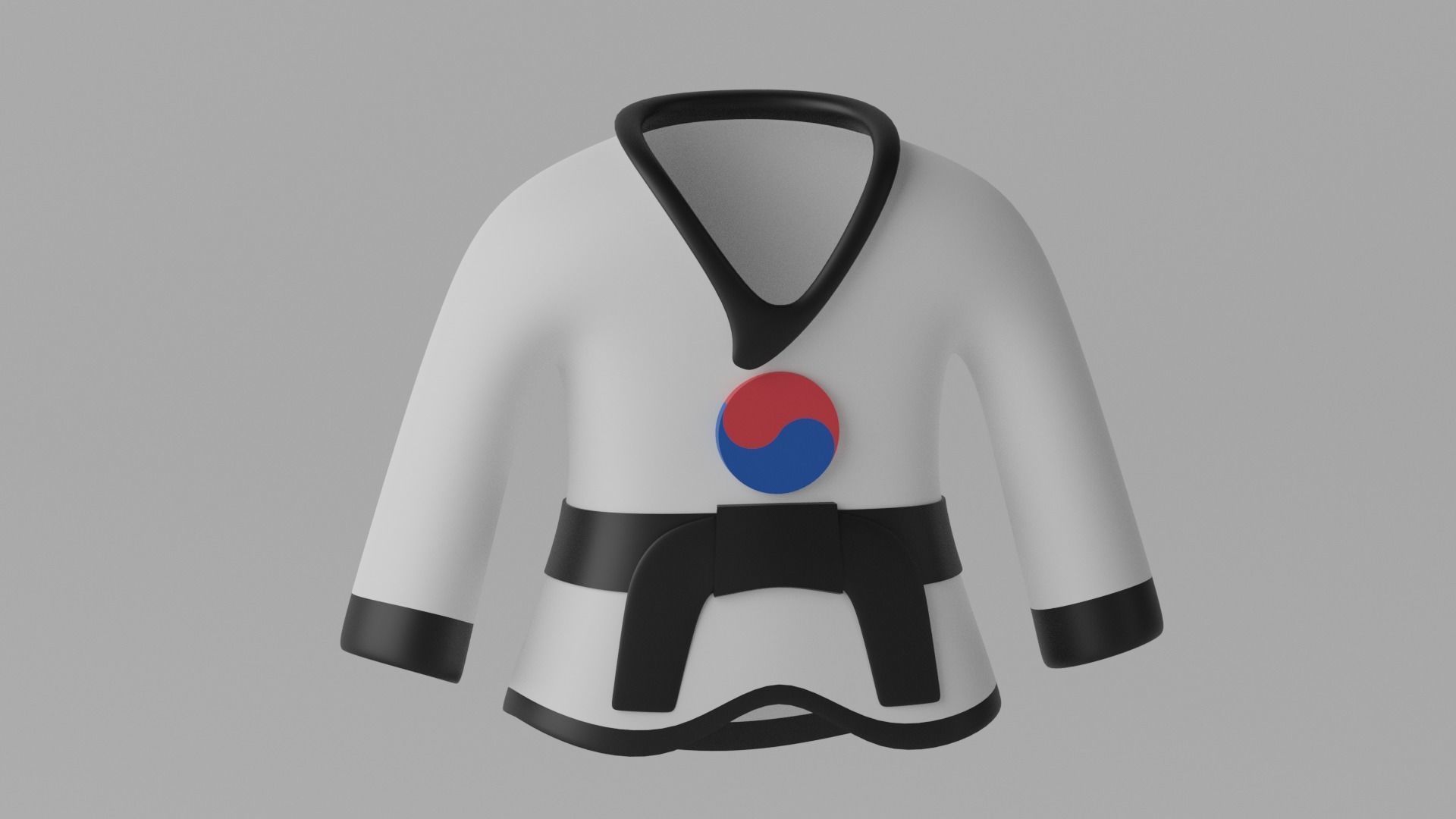 Korean Taekwondo Uniform Suit 3D model_1