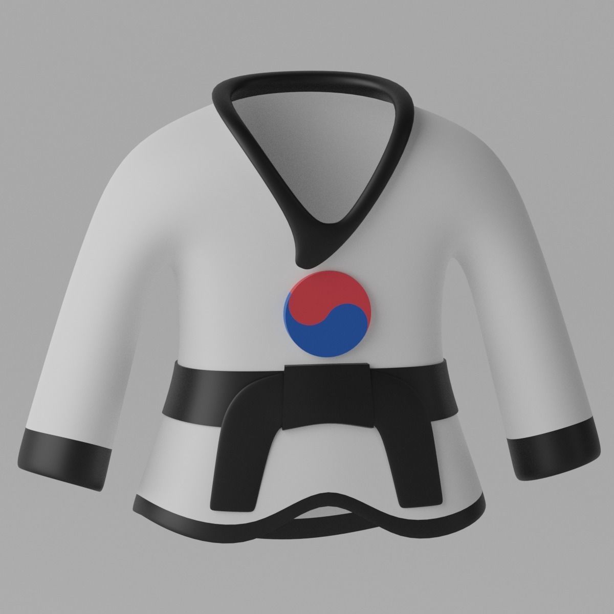 Korean Taekwondo Uniform Suit 3D model_10