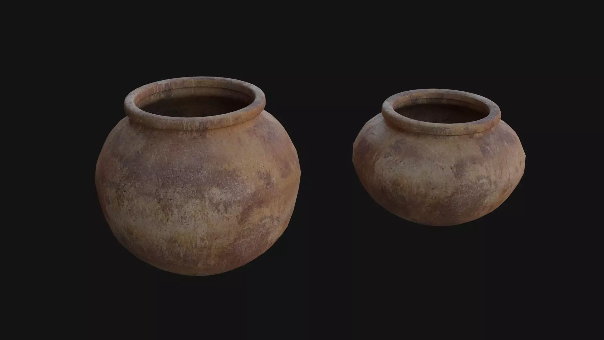 old Vases set 4 Low-poly 3D model