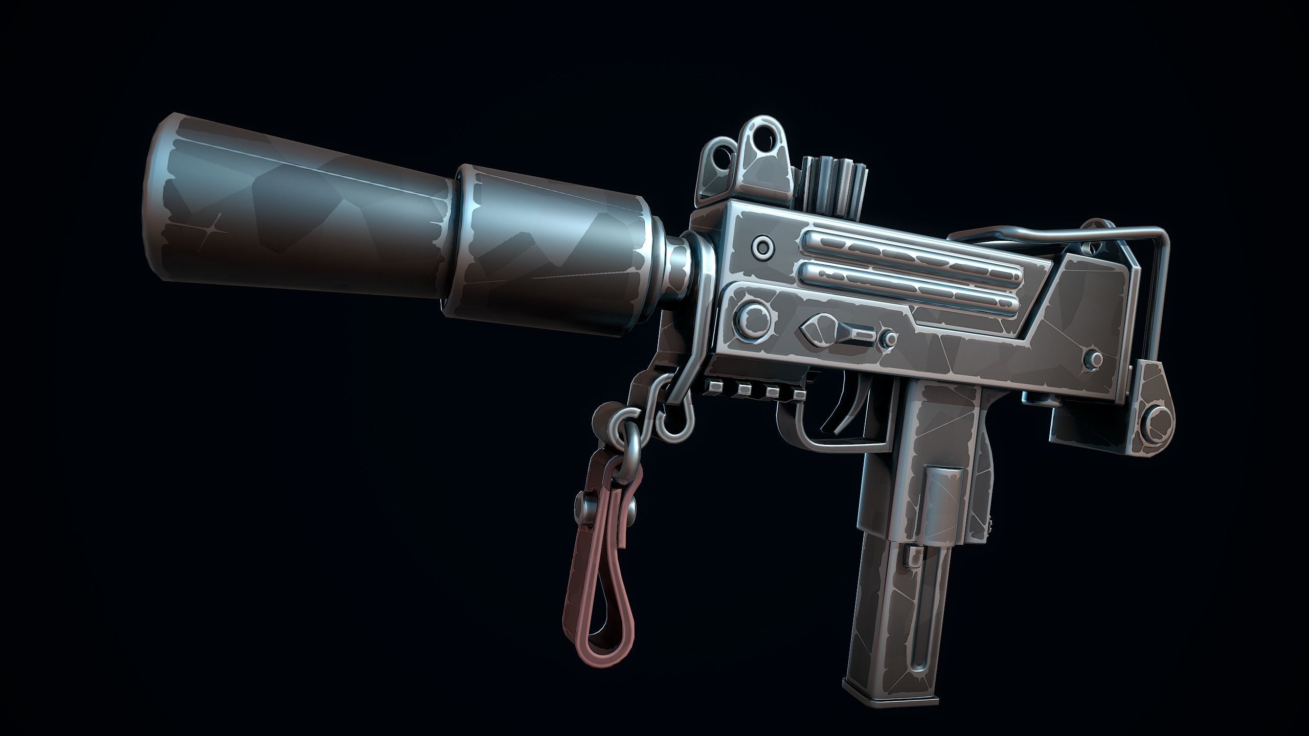 Stylized MAC-10 Low-poly 3D model_3