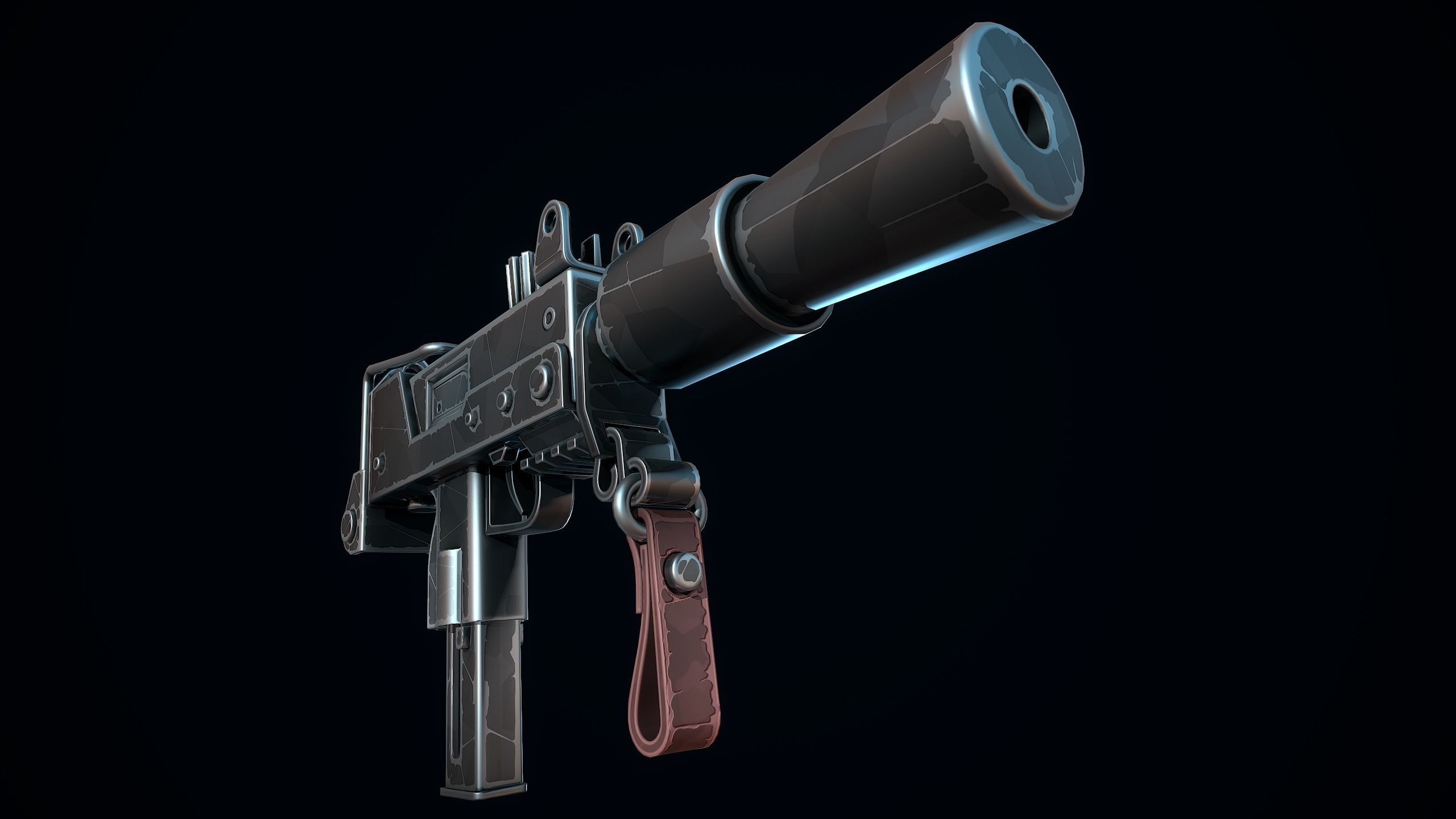 Stylized MAC-10 Low-poly 3D model_9