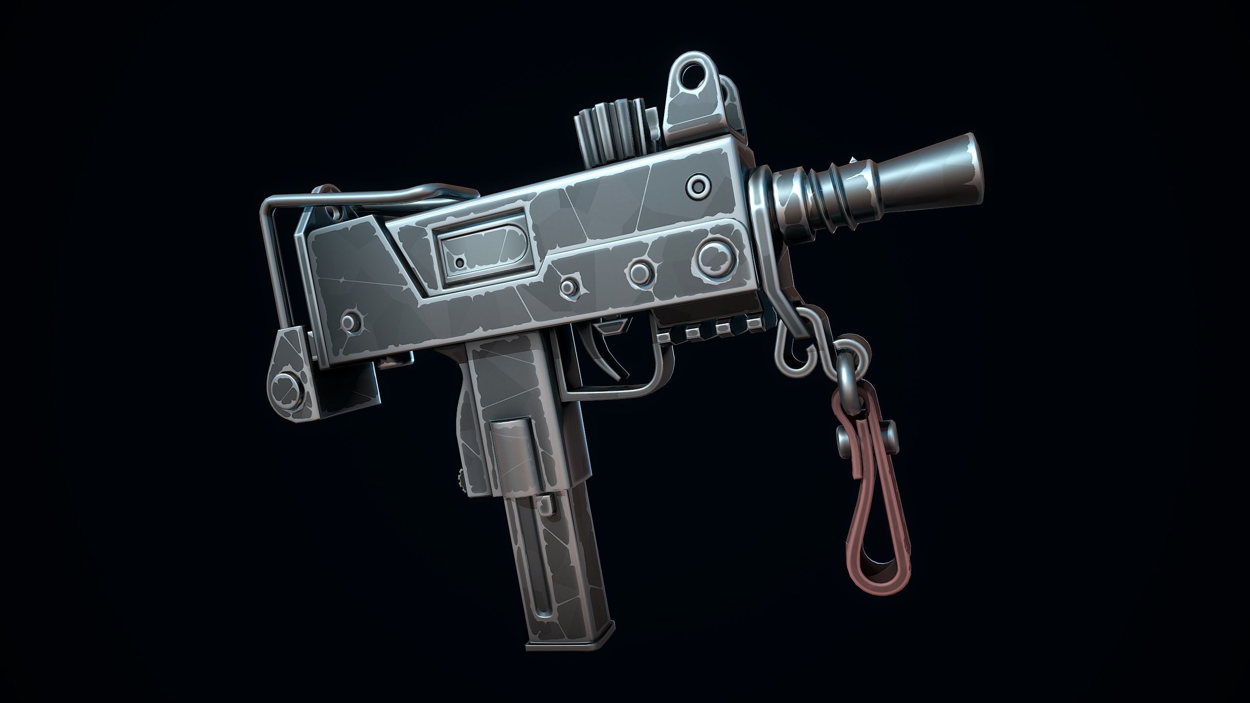 Stylized MAC-10 Low-poly 3D model_5