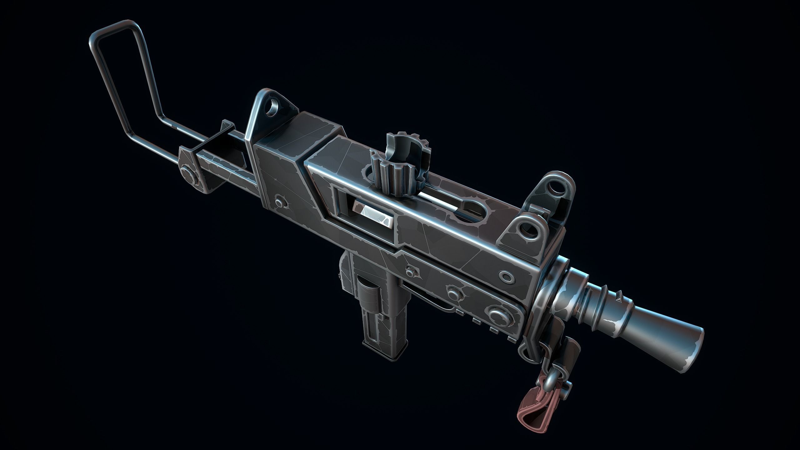 Stylized MAC-10 Low-poly 3D model_7