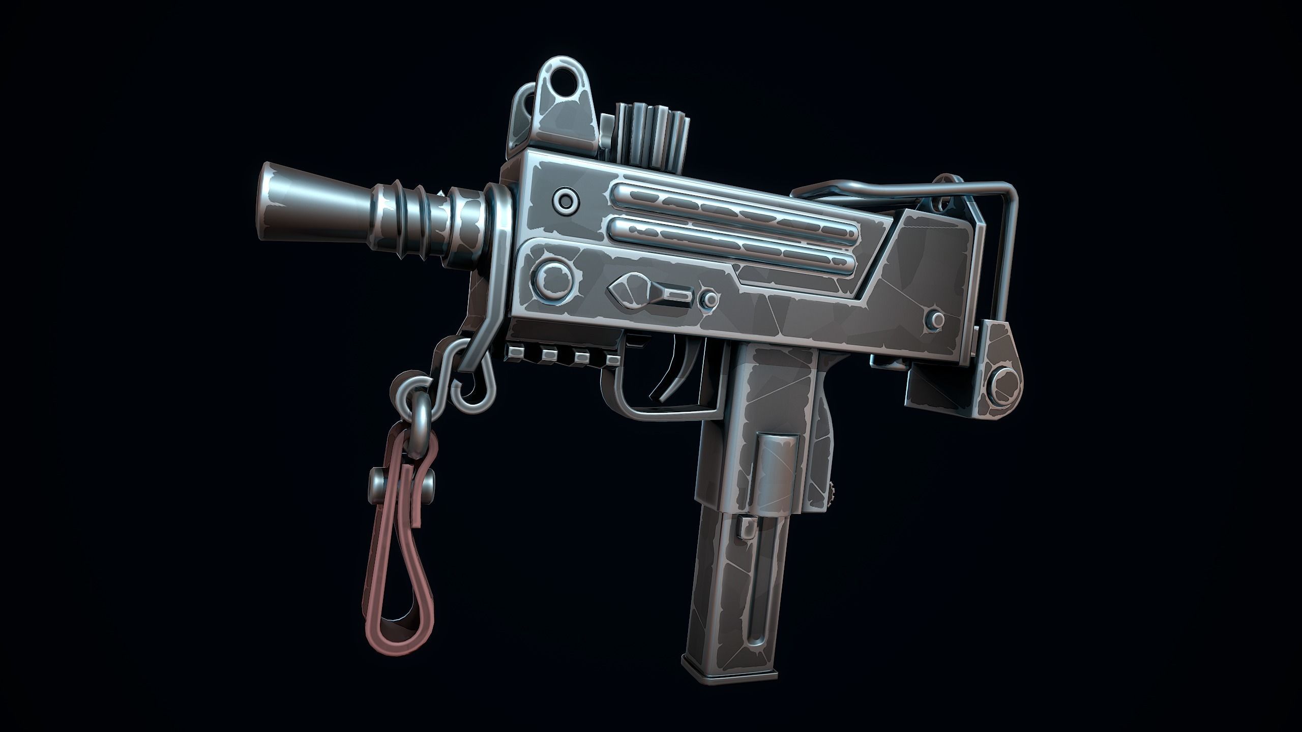Stylized MAC-10 Low-poly 3D model_4