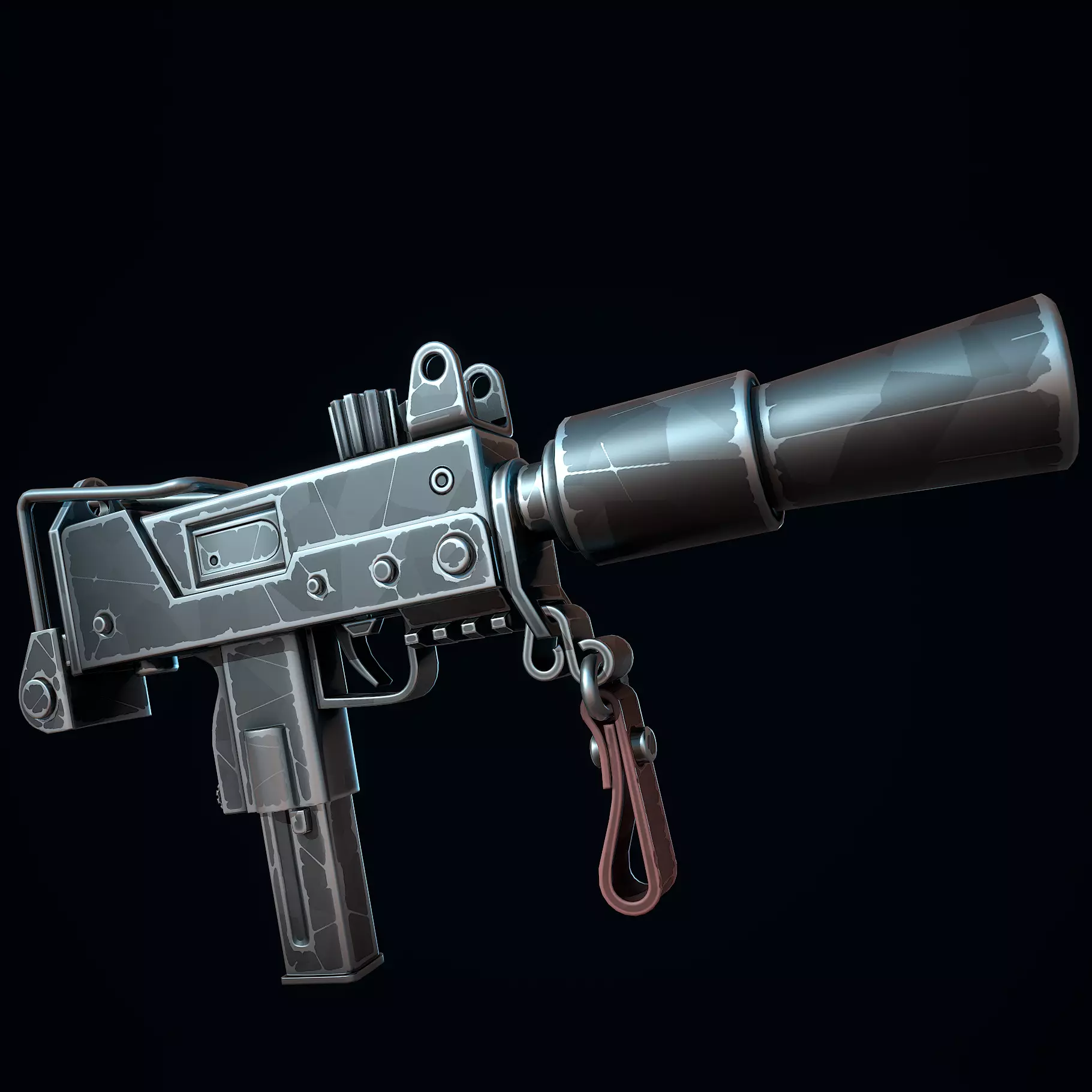 Stylized MAC-10 Low-poly 3D model_0