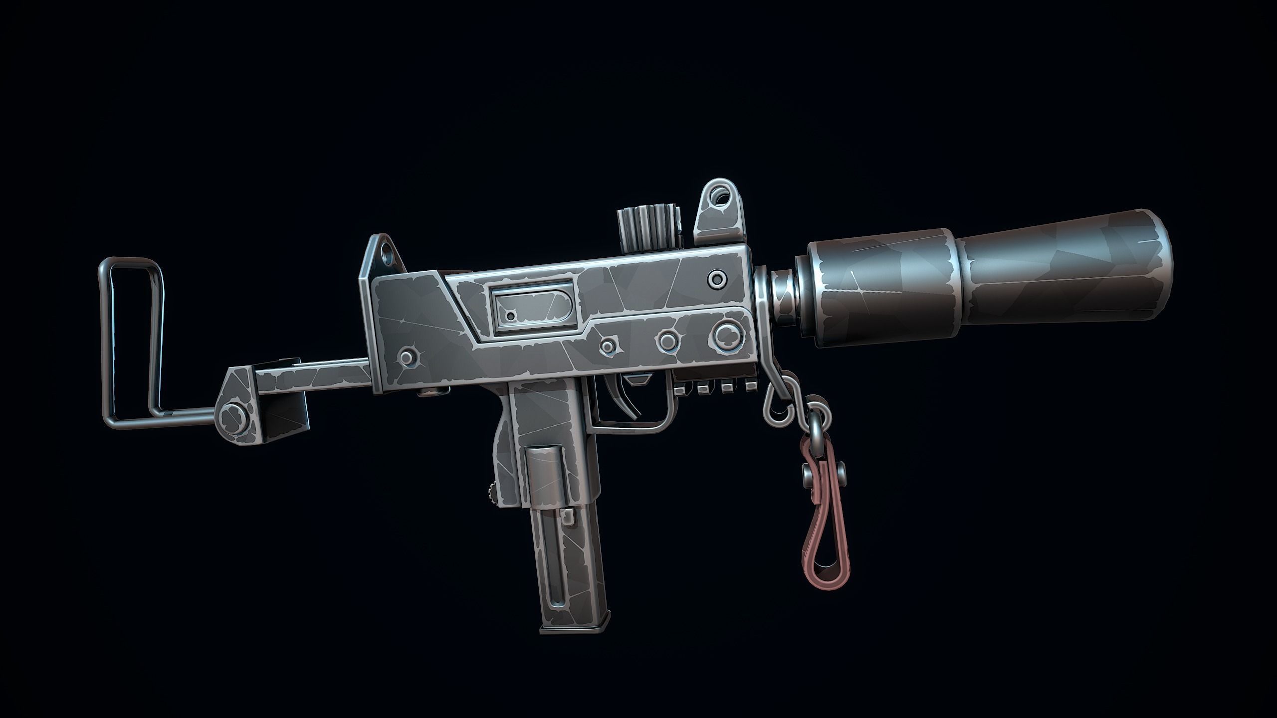 Stylized MAC-10 Low-poly 3D model_6