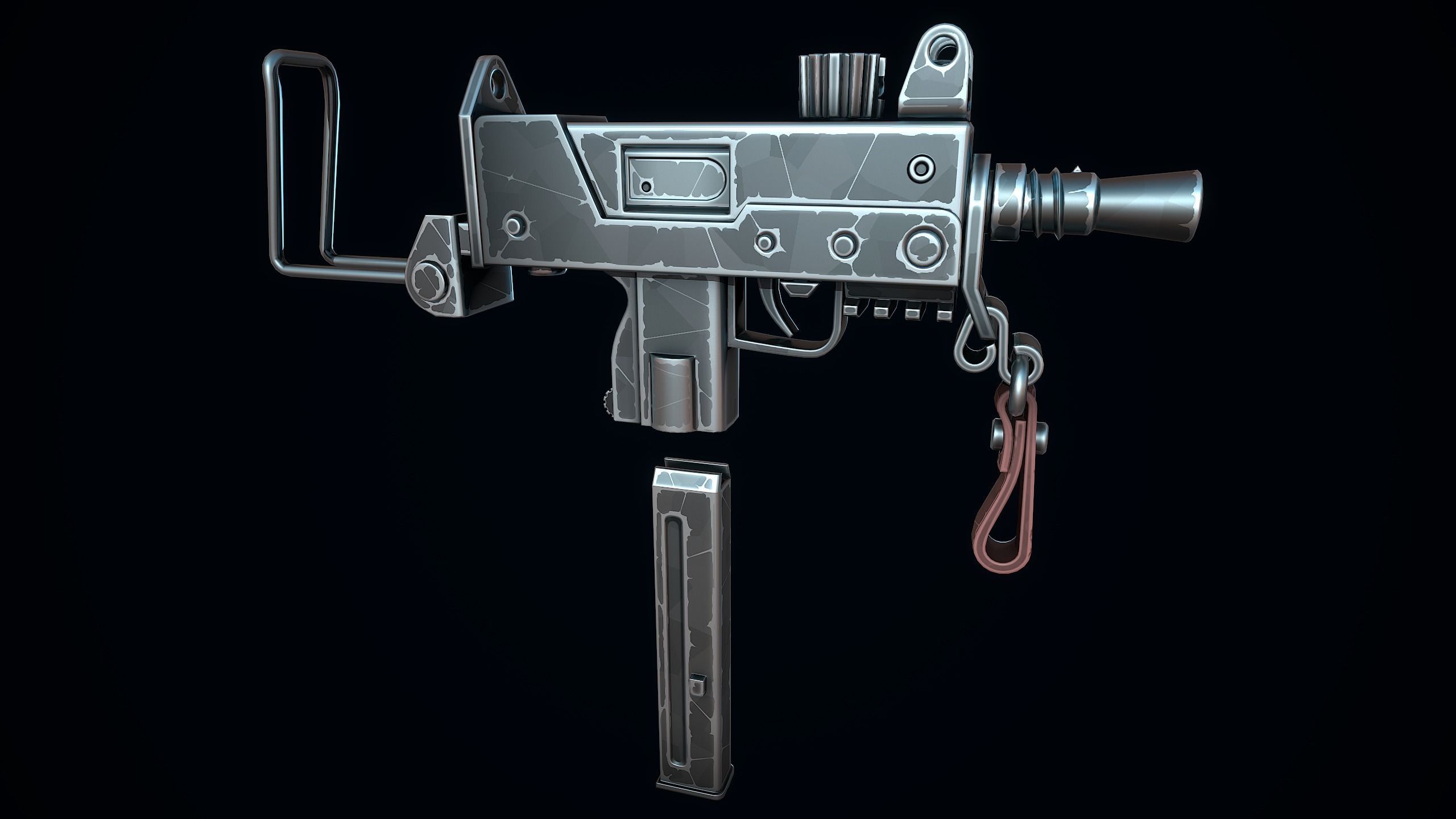 Stylized MAC-10 Low-poly 3D model_8